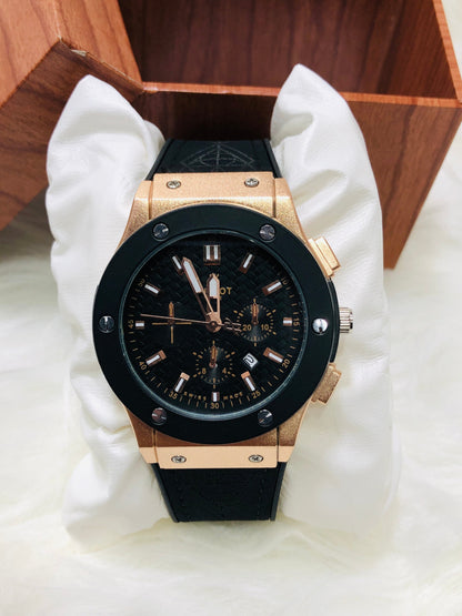 Hublot Imperion Royal - Premium Silicone Black Strap - Golden