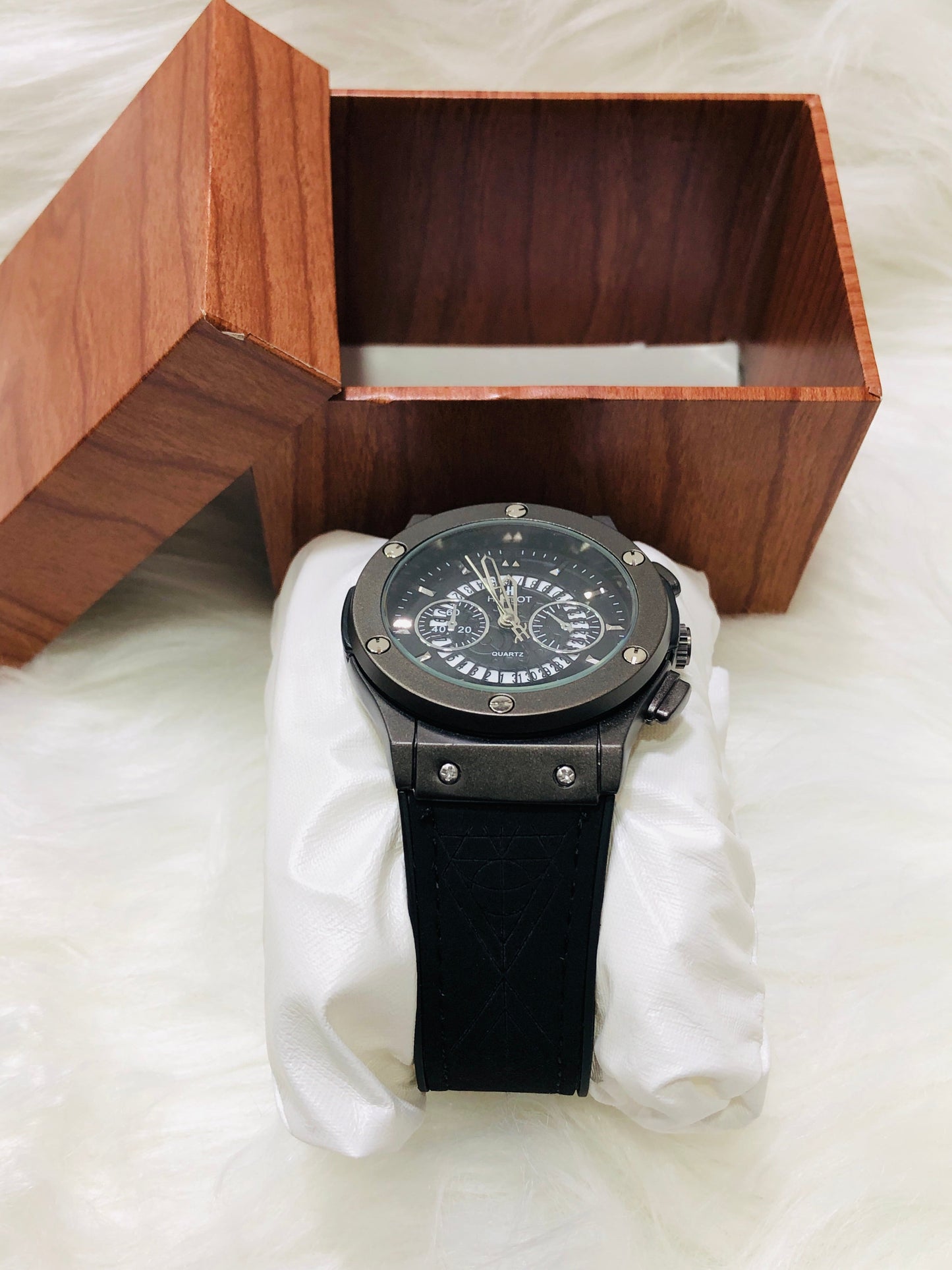 Hublot Imperion Royal - Premium Silicone Black Strap - Silver