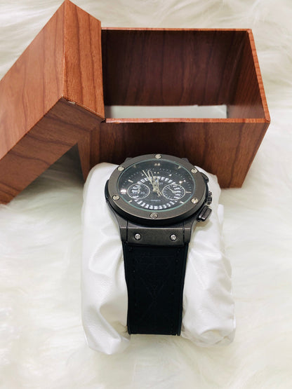 Hublot Imperion Royal - Premium Silicone Black Strap - Black