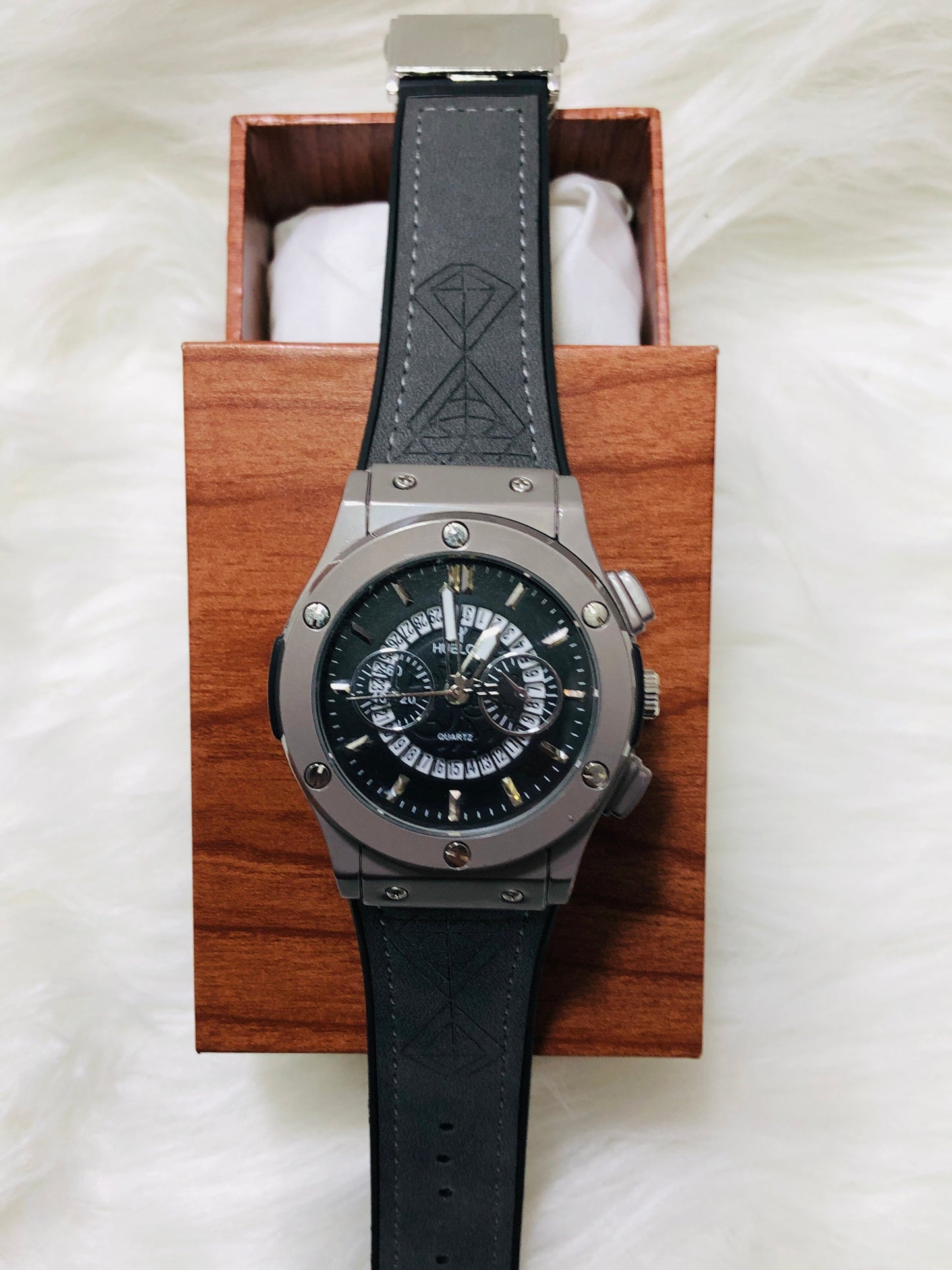 Hublot Imperion Royal - Premium Silicone Black Strap - Silver